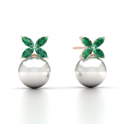 Eulasis Boucles d'oreilles Emeraude en Or rose 18k