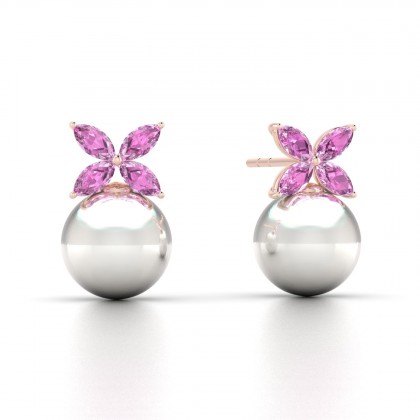 Eulasis Boucles d'oreilles Saphir rose en Or rose 18k