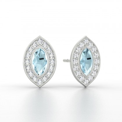 Gabrielle Boucles d'oreilles Marquises Aigue-marine en Argent 925