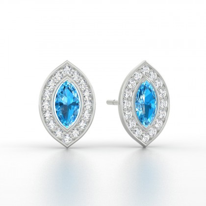 Gabrielle Boucles d'oreilles Marquises Topaze en Or blanc 18k