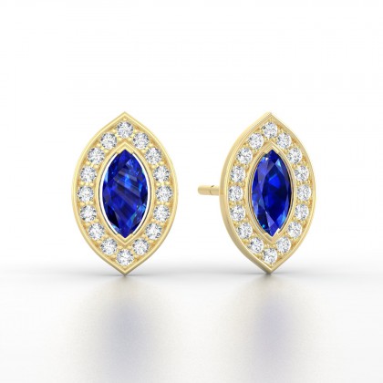 Gabrielle Boucles d'oreilles Marquises Saphir en Or jaune 18k