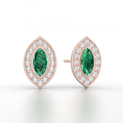 Gabrielle Boucles d'oreilles Marquises Emeraude en Or rose 18k