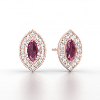 Gabrielle Boucles d'oreilles Marquises Grenat en Or rose 18k