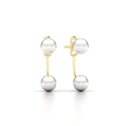 Gaïa Boucles d'oreilles Perle d'eau douce blanche en Or jaune 18k
