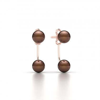 Gaïa Boucles d'oreilles Perle d'eau douce chocolat en Or rose 18k