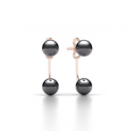 Gaïa Boucles d'oreilles Perle d'eau douce noire en Or rose 18k