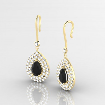Gervaise Boucles d'oreilles Diamant noir en Or jaune 18k