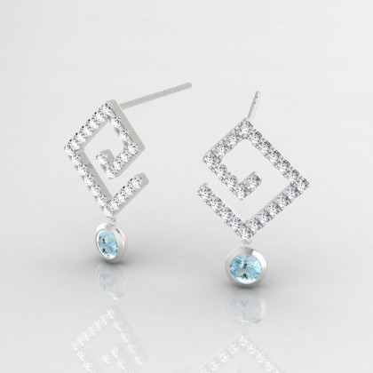 Ginger Boucles d'oreilles Aigue-marine en Or blanc 18k