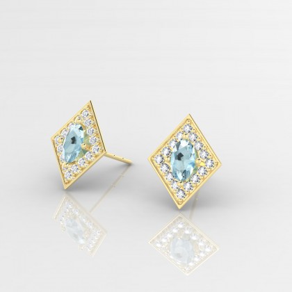 Gloria Boucles d'oreilles Aigue-marine en Or jaune 18k