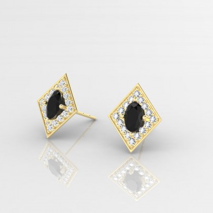 Gloria Boucles d'oreilles Diamant noir en Or jaune 18k