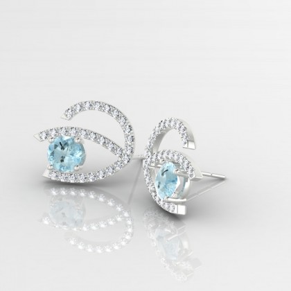 Hédonie Boucles d'oreilles Aigue-marine en Or blanc 18k