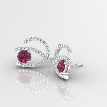 Hédonie Boucles d'oreilles Grenat en Or blanc 18k