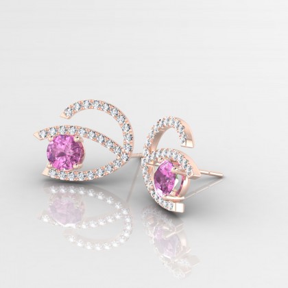 Hédonie Boucles d'oreilles Saphir rose en Or rose 18k