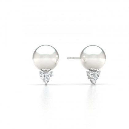 Heia Boucles d'oreilles Perle d'eau douce blanche en Or blanc 18k