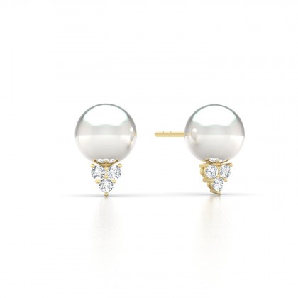 Heia Boucles d'oreilles Perle d'eau douce blanche en Or jaune 18k