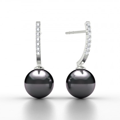 Heiana Boucles d'oreilles Perle d'eau douce noire en Argent 925