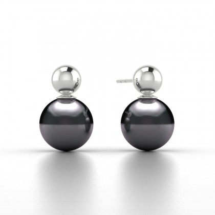 Heima Boucles d'oreilles Perle d'eau douce noire en Argent 925