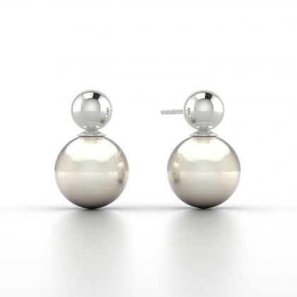Heima Boucles d'oreilles Perle d'eau douce blanche en Or blanc 18k