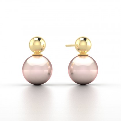 Heima Boucles d'oreilles Perle d'eau douce rose en Or jaune 18k