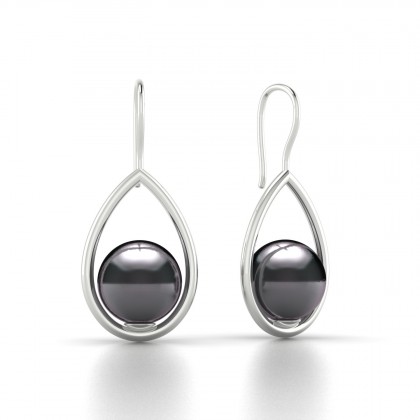 Heitiare Boucles d'oreilles Perle d'eau douce noire en Argent 925