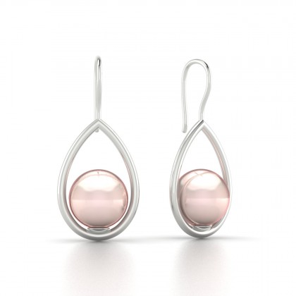 Heitiare Boucles d'oreilles Perle d'eau douce rose en Argent 925