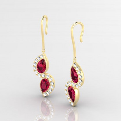 Hermine Boucles d'oreilles Rubis en Or jaune 18k