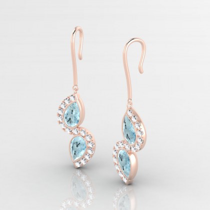 Hermine Boucles d'oreilles Aigue-marine en Or rose 18k