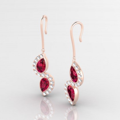 Hermine Boucles d'oreilles Rubis en Or rose 18k