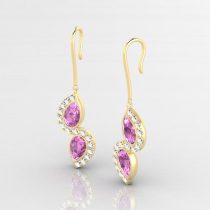 Hermine Boucles d'oreilles Saphir rose en Or jaune 18k