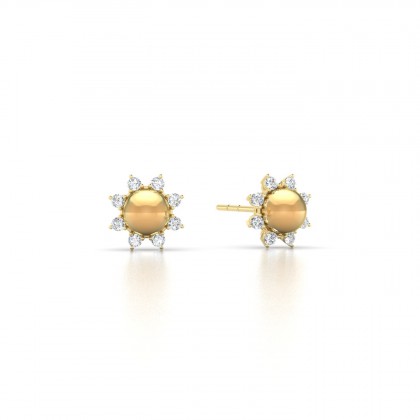 Hina Boucles d'oreilles Perle d'eau douce Dorée 4 à 5 mm en Or jaune 18k