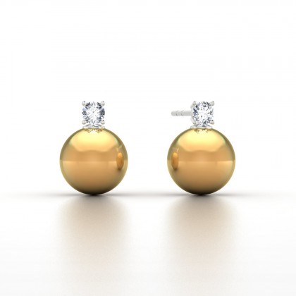 Hinatea Boucles d'oreilles Perle d'eau douce dorée en Argent 925