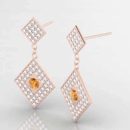 Instant Boucles d'oreilles Citrine en Or rose 18k