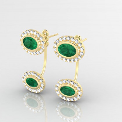Joséphine Boucles d'oreilles Emeraude en Or jaune 18k