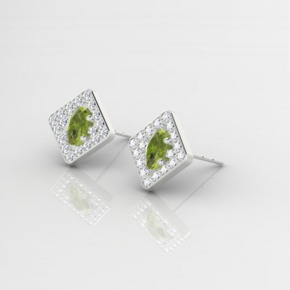 Leni Boucles d'oreilles Péridot en Or blanc 18k