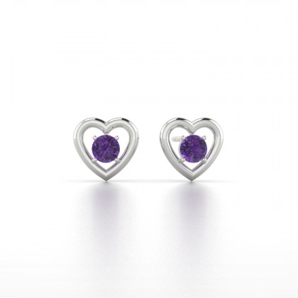 Lina Boucles d'oreilles Améthyste en Or blanc 18k