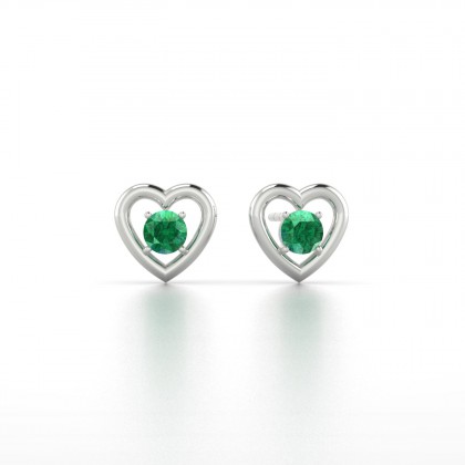 Lina Boucles d'oreilles Emeraude en Or blanc 18k