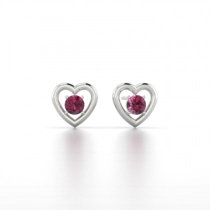 Lina Boucles d'oreilles Grenat en Or blanc 18k