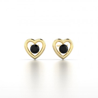 Lina Boucles d'oreilles Diamant noir en Or jaune 18k