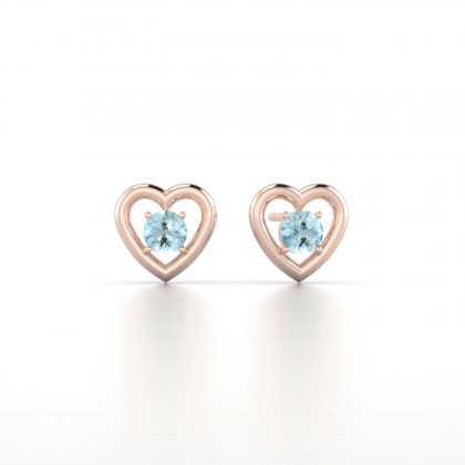 Lina Boucles d'oreilles Aigue-marine en Or rose 18k