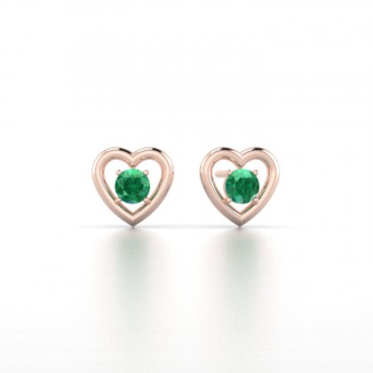 Lina Boucles d'oreilles Emeraude en Or rose 18k