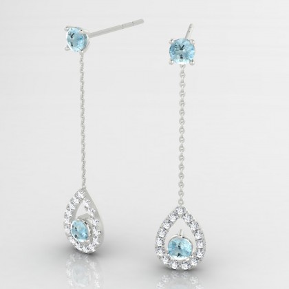 Liz Boucles d'oreilles Aigue-marine en Or blanc 18k