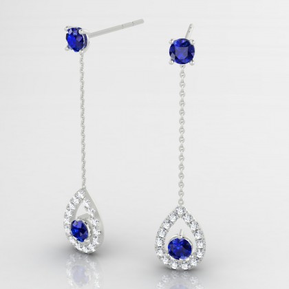 Liz Boucles d'oreilles Saphir en Or blanc 18k