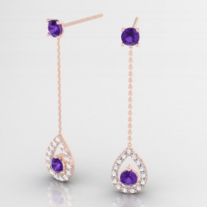 Liz Boucles d'oreilles Améthyste en Or rose 18k