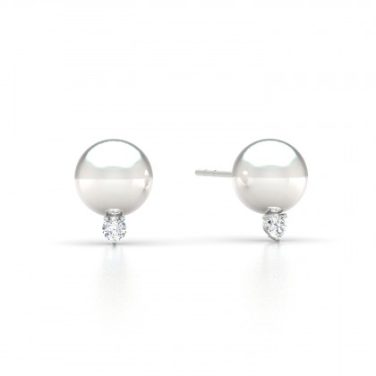 Luana Boucles d'oreilles Perle d'eau douce blanche en Or blanc 18k