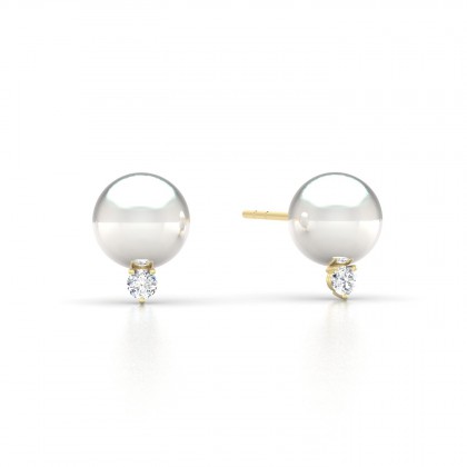 Luana Boucles d'oreilles Perle d'eau douce blanche en Or jaune 18k
