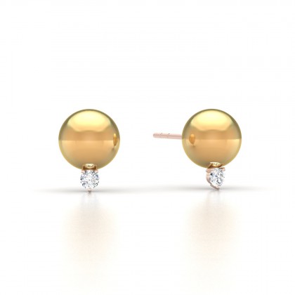 Luana Boucles d'oreilles Perle d'eau douce dorée en Or rose 18k