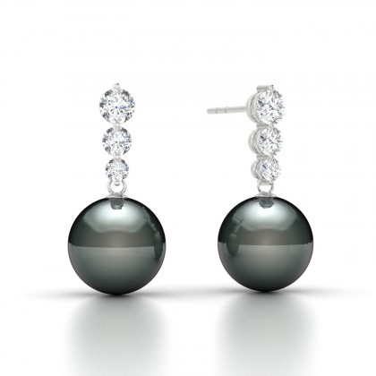 Manava Boucles d'oreilles Perle de Tahiti en Or blanc 18k