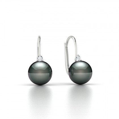 Manoa Boucles d'oreilles Perle de Tahiti 8 à 9 mm en Or blanc 18k