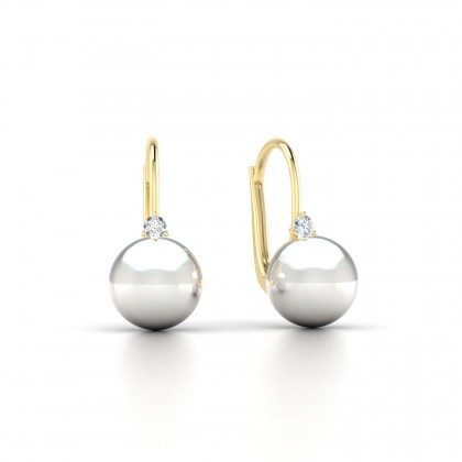 Manoa Boucles d'oreilles Perle d'eau douce Blanche 8 à 9 mm en Or jaune 18k