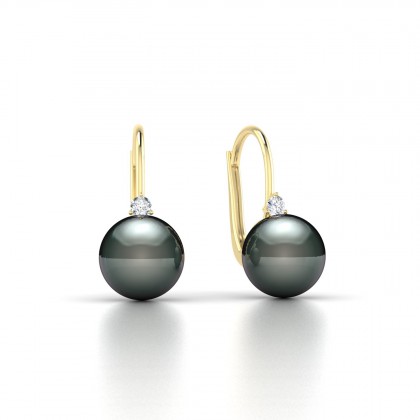 Manoa Boucles d'oreilles Perle de Tahiti 8 à 9 mm en Or jaune 18k